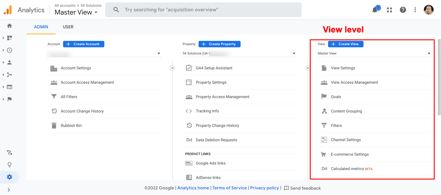 Universal Analytics - View Level